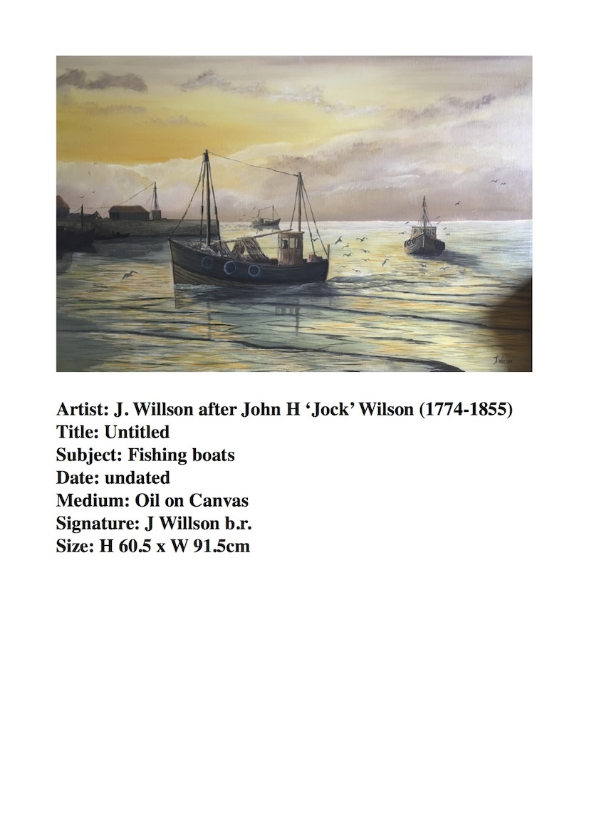 Wilson  J after John H 'Jock" Wilson| Untitled | Fishing Boats| oil on canvas | McAtamney Gallery and Design  Store | Geraldine NZ